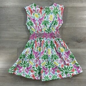 Mini Boden 8-9Y Colorful Tropical Print Dress Girls Casual School Vacation